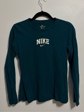 Nike Long Sleeve Tee Teal Green with White Logo